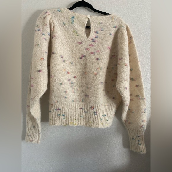 Love Shack Fancy Wool Sweater Cream Cottage Core Claudette Pullover Puff Sleeve - Picture 5 of 6